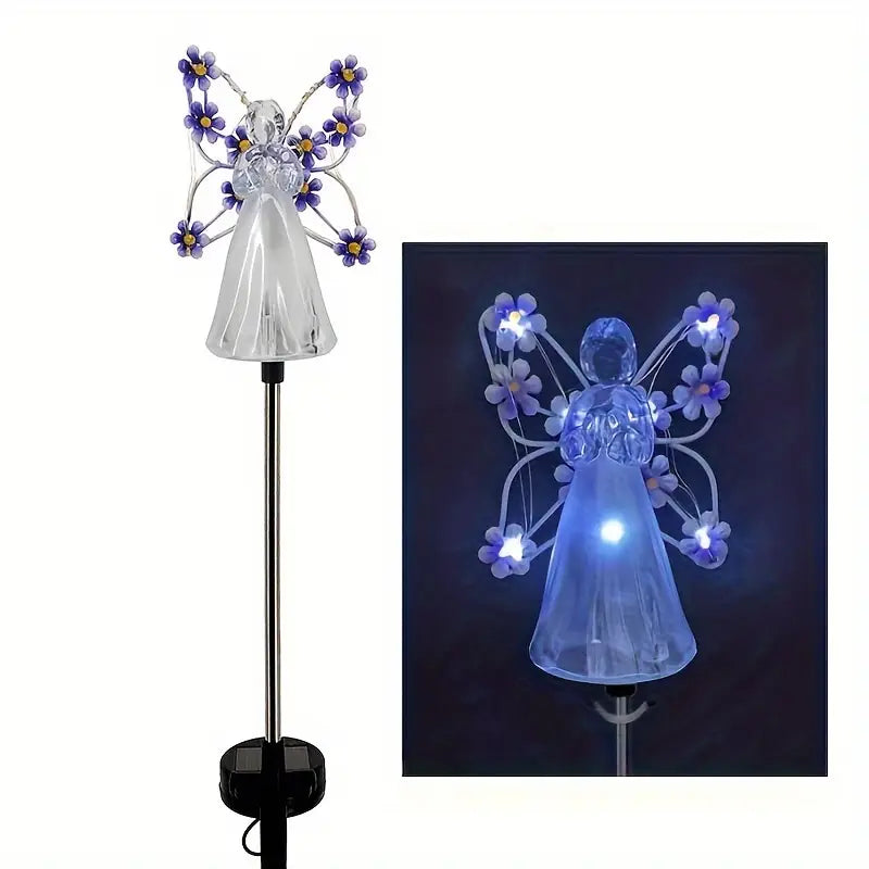 Lumières Solaires Ange pour Jardin – Décoration Funéraire en Mémoire des Animaux – Lot de 4 Veilleuses LED Extérieures