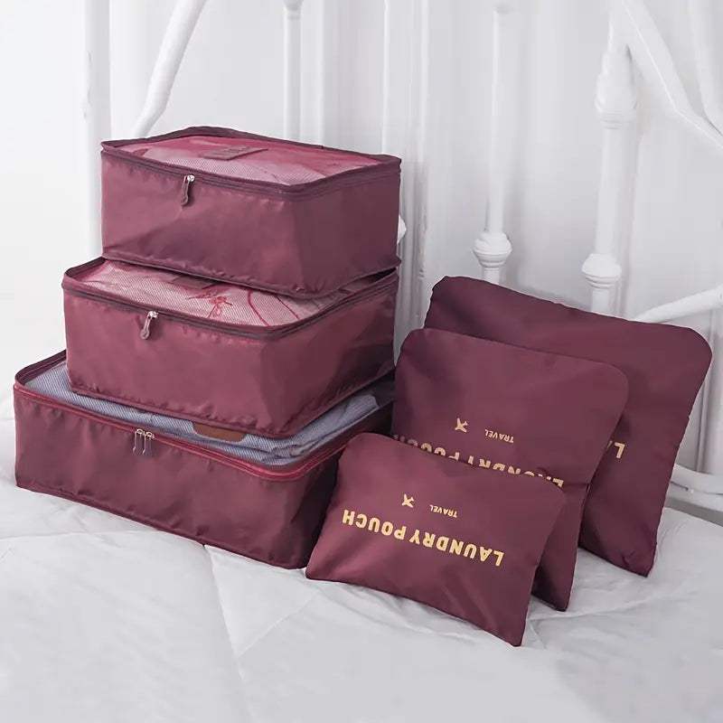 Set de 6 Organisateurs de Valise – Poches de Rangement pour Vêtements et Accessoires de Voyage