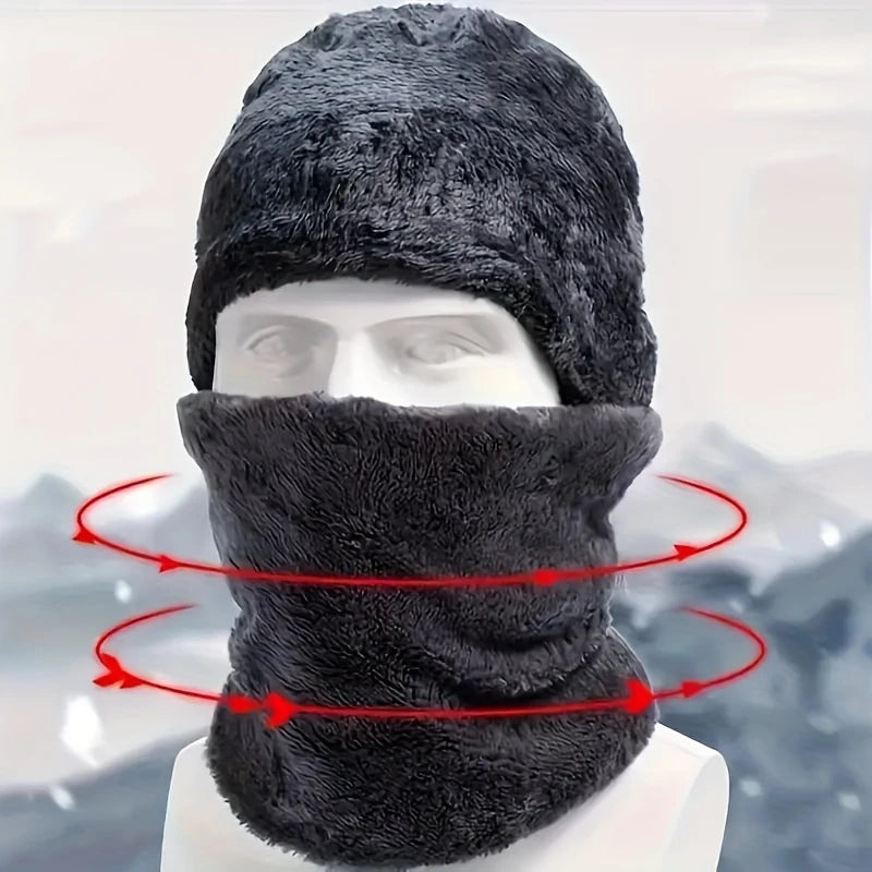 Coffret Hiver Homme 5 Pièces – Bonnet, Gants Tactiles, Cache-Oreilles, Tour de Cou et Chaussettes Chaudes en Polaire