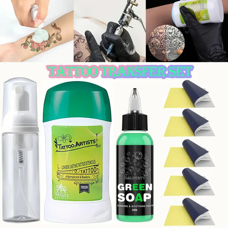 Savon Vert Tatouage HALOTATT – Solution Nettoyante & Apaisante 30ml | Pour Soins Pendant & Après Tattoo | Désinfecte, Calme & Préserve les Couleurs