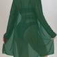 Ensemble de plage 3 pièces vert émeraude – Maillot à découpes + kimono fluide