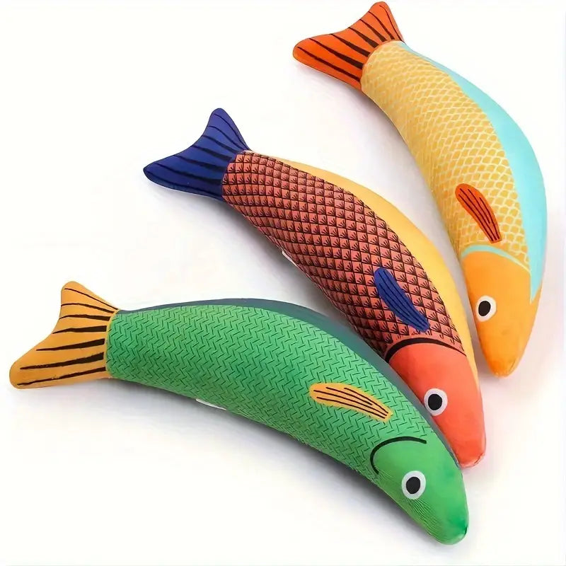 Jouet Poisson en Peluche pour Chat – Coussin Interactif à Mâcher avec Herbe à Chat Intégrée