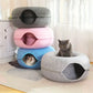 Lit Donut Double Entrée pour Chat – Maison Fermée en Feutre avec Coussin Douillet Intégré