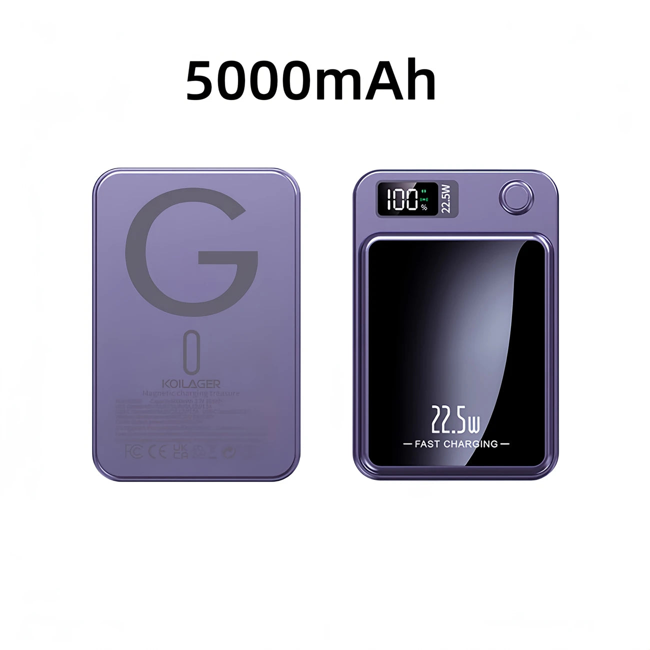 Batterie Externe Magnétique 5000/10000mAh – Chargeur Sans Fil Intelligent avec Affichage LED pour Smartphones