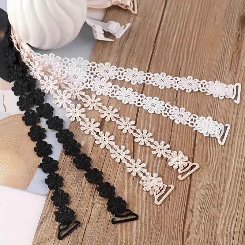 Bretelles de Soutien-Gorge en Dentelle Florale – Réglables & Élégantes, Accessoire Lingerie Femme Chic & Confortable