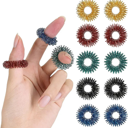 Anneaux de Massage Acupression pour Doigts – Set Multicolore Anti-Stress, Stimulation des Points d’Énergie, Bien-Être et Relaxation Quotidienne