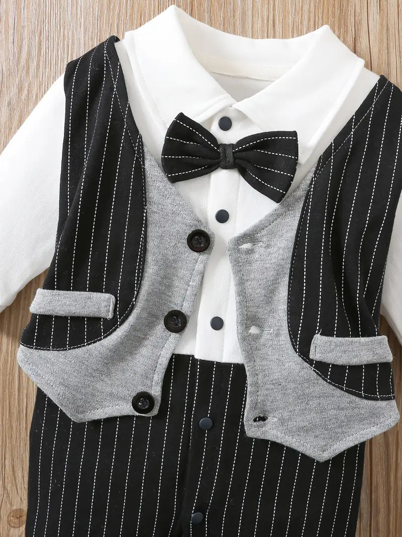 Ensemble Bébé Garçon Chic avec Nœud Papillon – Tenue Élégante Cérémonie ou Baptême