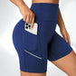 Shorty Gainant Femme Sport Taille Haute avec Poche – Legging Court Sculptant, Effet Ventre Plat et Maintien Optimal