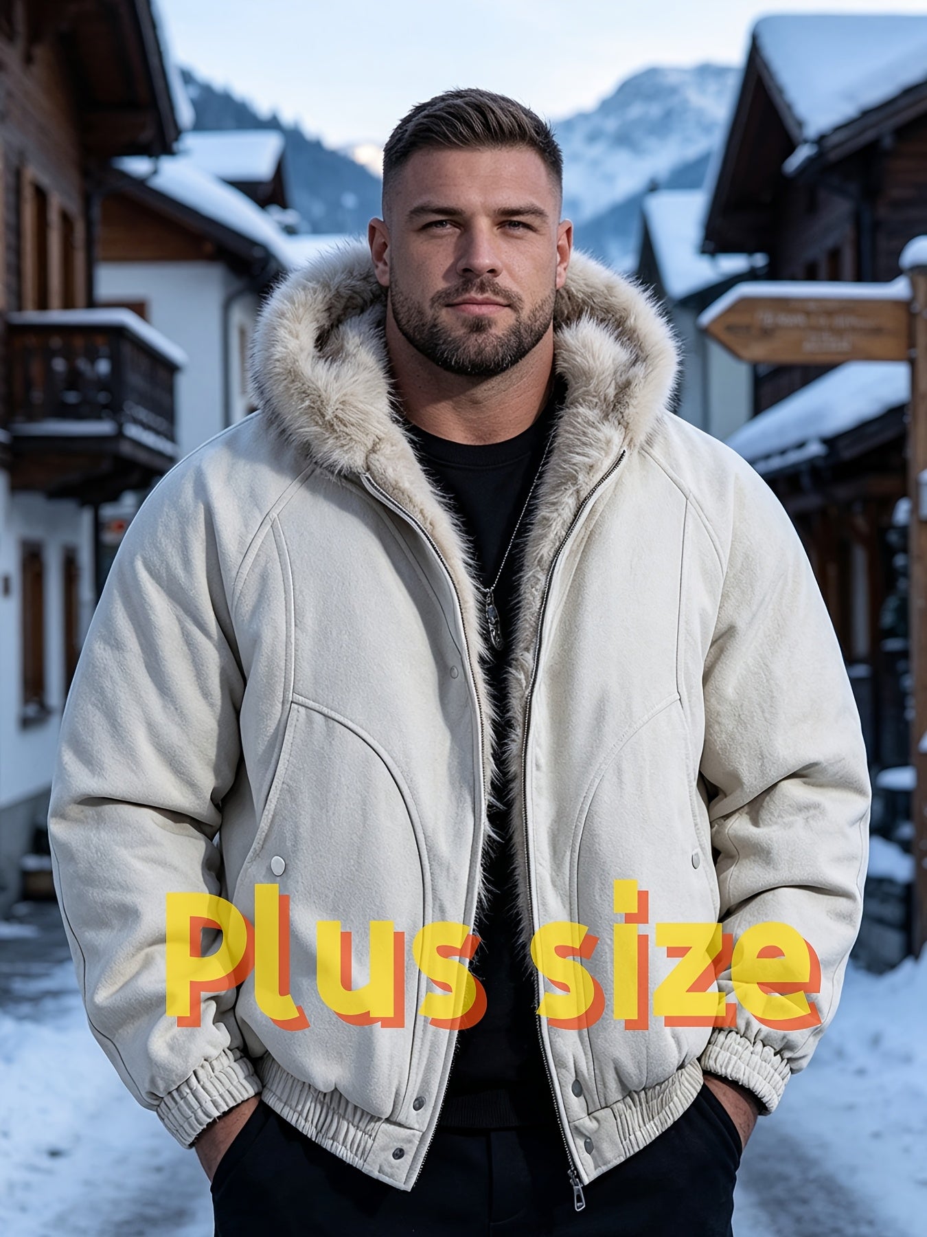 Veste d'hiver à capuche en polaire pour hommes grandes tailles
