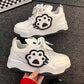 Chaussures de sport fille – Baskets blanches avec motif patte de chat kawaii confortables et tendance