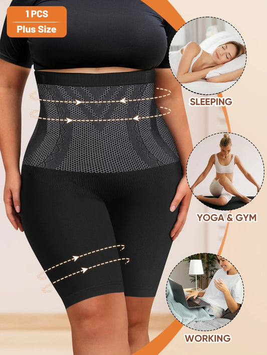 Shorty Gainant Femme Grande Taille – Taille Haute Sculptante, Compression Ventre Plat et Cuisses