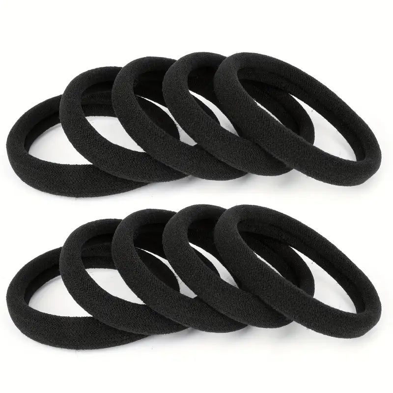 Lot de 50/100 Élastiques Cheveux Noirs – Sans Métal, Doux et Résistants pour Queue de Cheval et Coiffures Quotidiennes