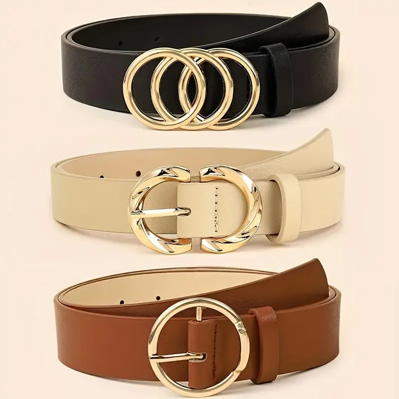 Ceinture femme élégante avec boucle dorée – Disponible en noir, marron et beige