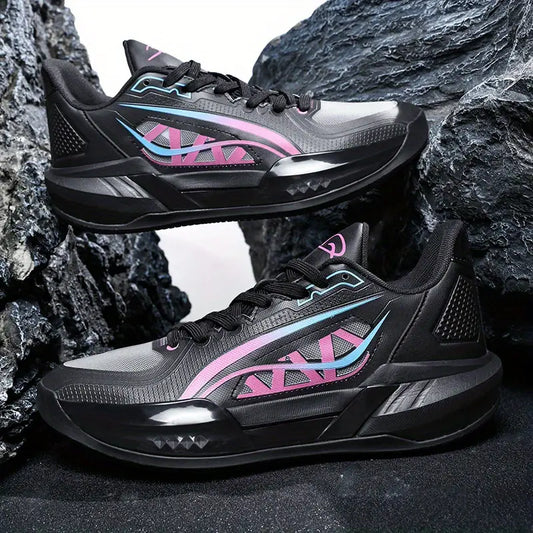 Baskets garçon – Chaussures de sport rose respirantes avec semelle antidérapante pour basketball