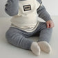 Ensemble Bébé Garçon Hiver en Tricot – Tenue Chaude 2 Pièces Pull et Pantalon Gris