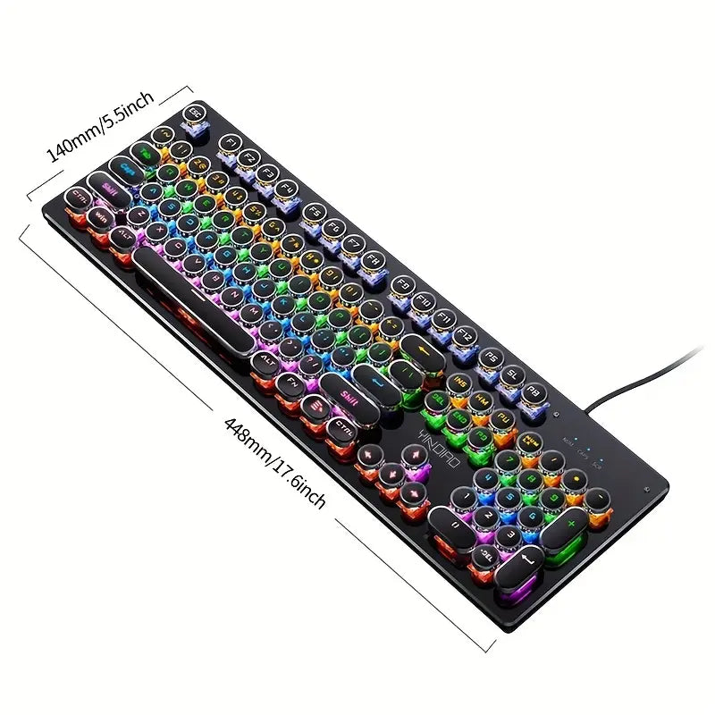 Clavier Mécanique Gaming Rétro-Éclairé RGB – Design Vintage Rond, Switches Bleus | Composants Informatiques