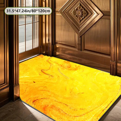 Tapis moderne jaune – Design marbre lumineux pour salon, chambre ou bureau