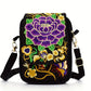 Sac bandoulière femme brodé, coloris Noir violet