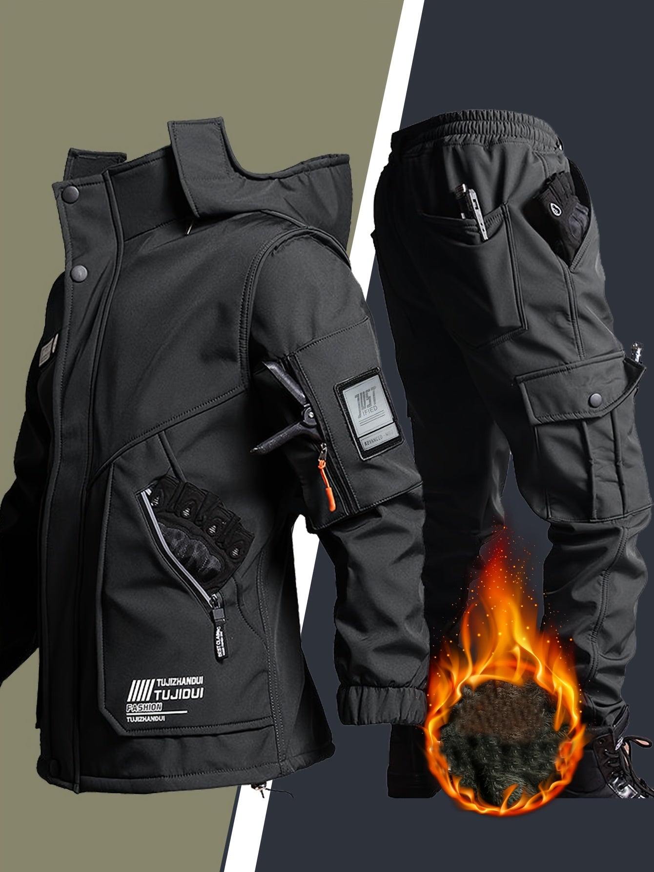 Ensemble d'hiver chaud en polaire épaisse pour hommes