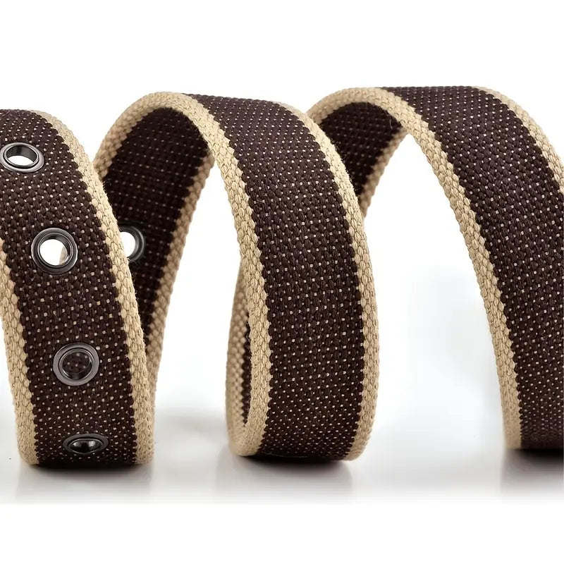 Ceinture homme en toile tressée avec boucle métallique et cuir – Style décontracté et durable