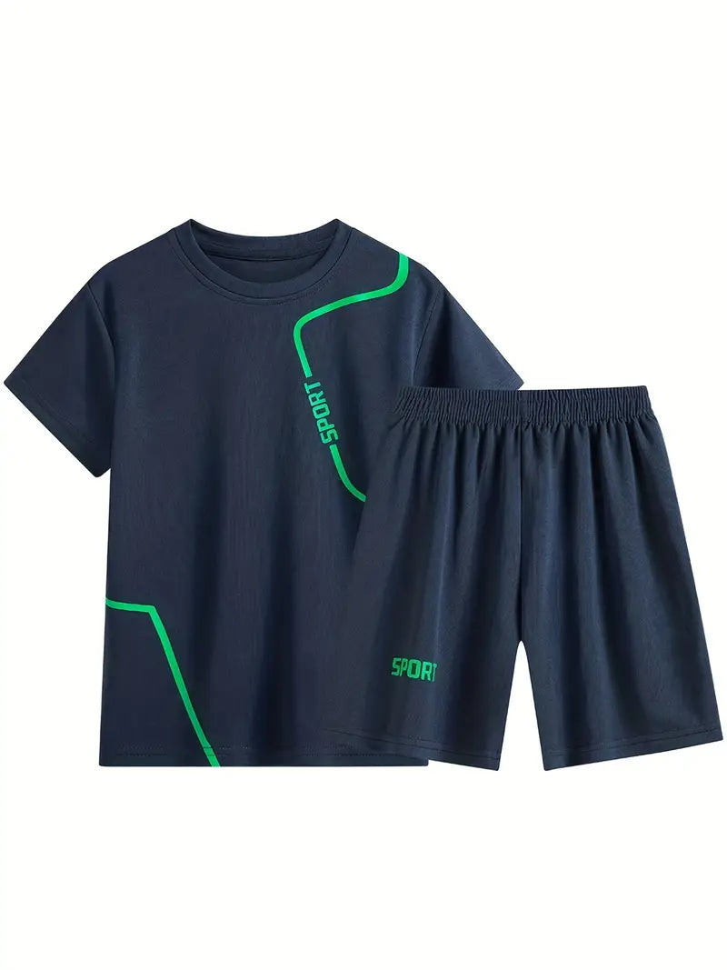 Ensemble de Sport Enfant – T-shirt Blanc et Short Noir Respirant Garçon/Fille