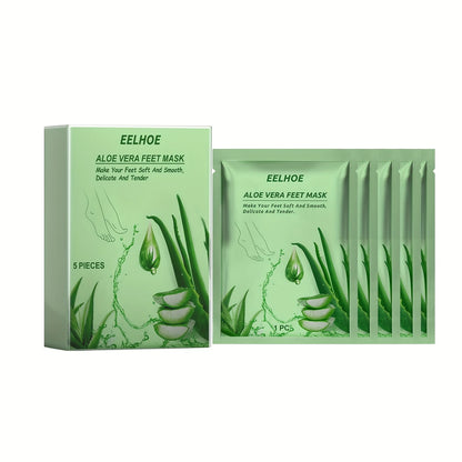 Masque Pieds Exfoliant à l’Aloe Vera – 5 Paires Hydratantes pour Peaux Sèches et Talons Fendillés