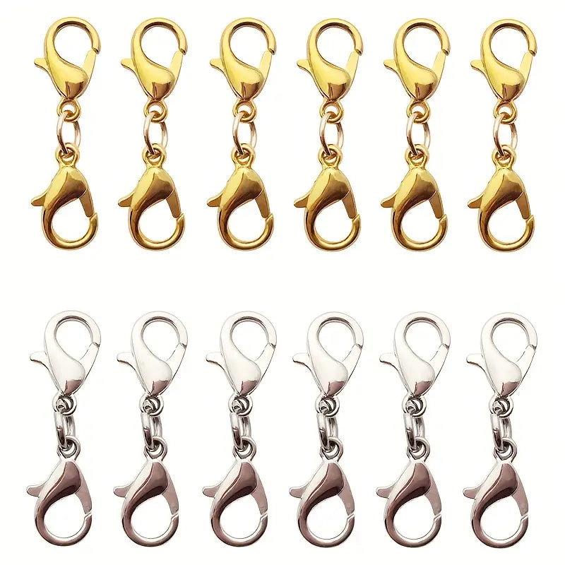 Attache Mousqueton Double en Métal Argenté – Fermoir Pratique pour Bijoux, Sacs et Porte-Clés