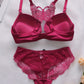 Ensemble lingerie femme push-up – Soutien-gorge à armatures avec culotte nœud chic