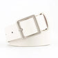 Ceinture femme en cuir marron avec boucle carrée argentée – Style classique et élégant
