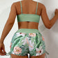 Short de bain floral taille haute pour femme – Coupe galbante et imprimé tropical, parfait pour l’été