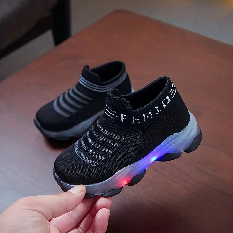 Baskets lumineuses fille – Chaussures de sport respirantes avec semelle LED colorée