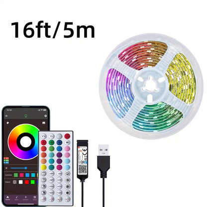 Ruban LED RGB 5M avec Télécommande et Contrôle via Appli – Éclairage d’Ambiance Multicolore pour Fête, Chambre ou Gaming Setup