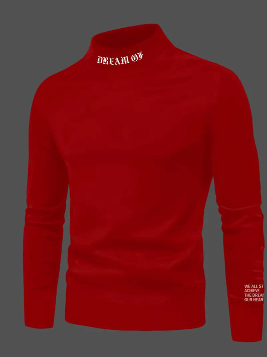 Chemise garçon col montant rouge à manches longues – style élégant et tendance