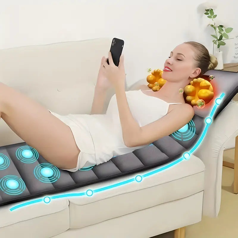 Tapis de Massage Électrique Chauffant Corps Complet – Relaxation Vibrante avec Télécommande