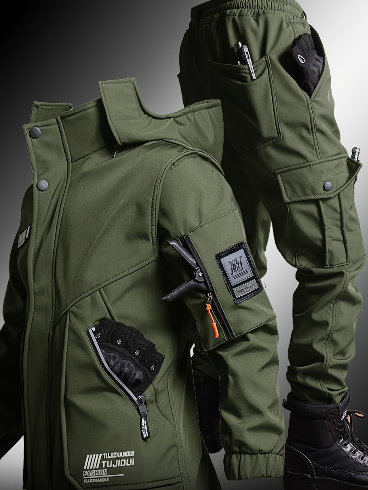 Ensemble d'hiver chaud en polaire épaisse pour hommes