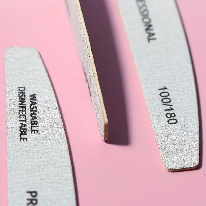 Limes à Ongles Professionnelles 100/180 – Lavables et Désinfectables pour Manucure et Gel UV