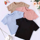 T-shirt Fille Côtelé Manches Courtes – Hauts Enfant Confortables et Tendance en Lot Multicolore