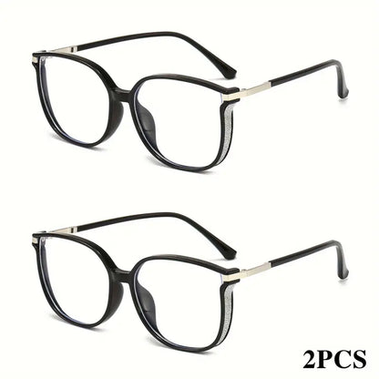 Lot de 2 lunettes de vue femme – Monture noire élégante avec détails métalliques