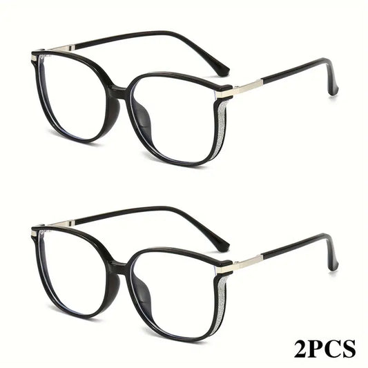 Lot de 2 lunettes de vue femme – Monture noire élégante avec détails métalliques