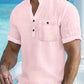 Chemise Homme Col Mao Décontractée – Manches Courtes Boutonnée, Style Estival Chic