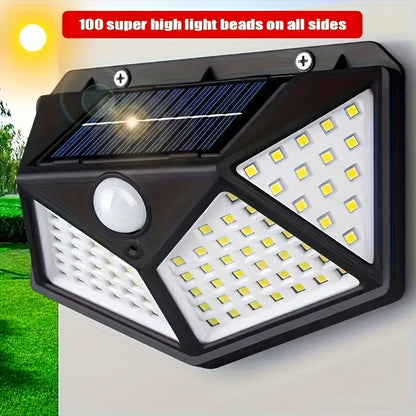 Lampe Solaire Extérieure 100 LED – Détecteur de Mouvement & 1/3 Modes d’Éclairage