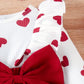 Robe Bébé Fille Blanche à Cœurs Rouges avec Grand Nœud – Tenue Mignonne et Élégante