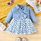 Robe Bébé Fille à Fleurs avec Haut en Jean – Tenue Printemps Été Élégante