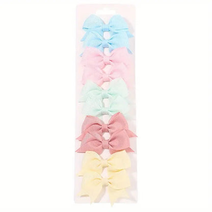 Lot de 10 Barrettes Nœud Colorées en Tissu