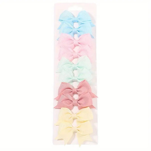 Lot de 10 Barrettes Nœud Colorées en Tissu, Pinces Cheveux Antidérapantes et Confortables pour Filles