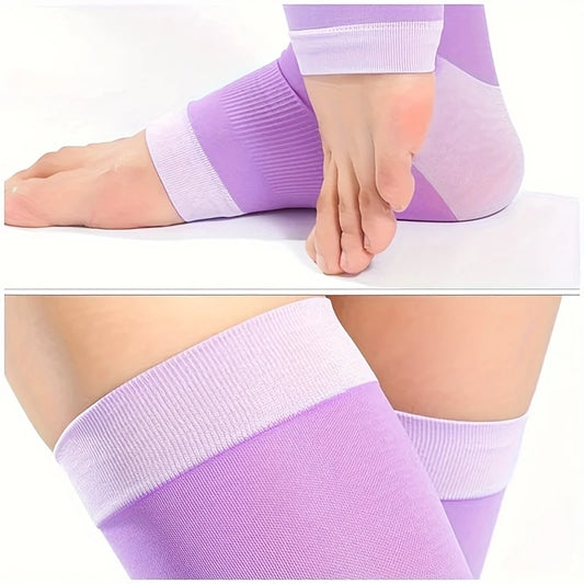 Bas de Contention Femme Violet – Mi-cuisses sans Pieds, Compression Douce pour Jambes Légères et Style Coloré