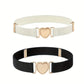Ceinture Femme Élastique avec Boucle Cœur Dorée, coloris Noir blanc