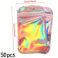 Sachets holographiques zip rose – Pochettes plastique refermables brillantes pour emballage cadeau, bijoux, bonbons ou artisanat