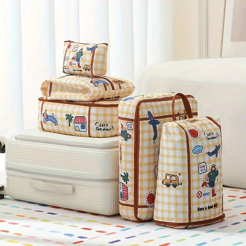 Set de 6 sacs de rangement voyage pour enfants  Motifs kawaii, organisation valise facile