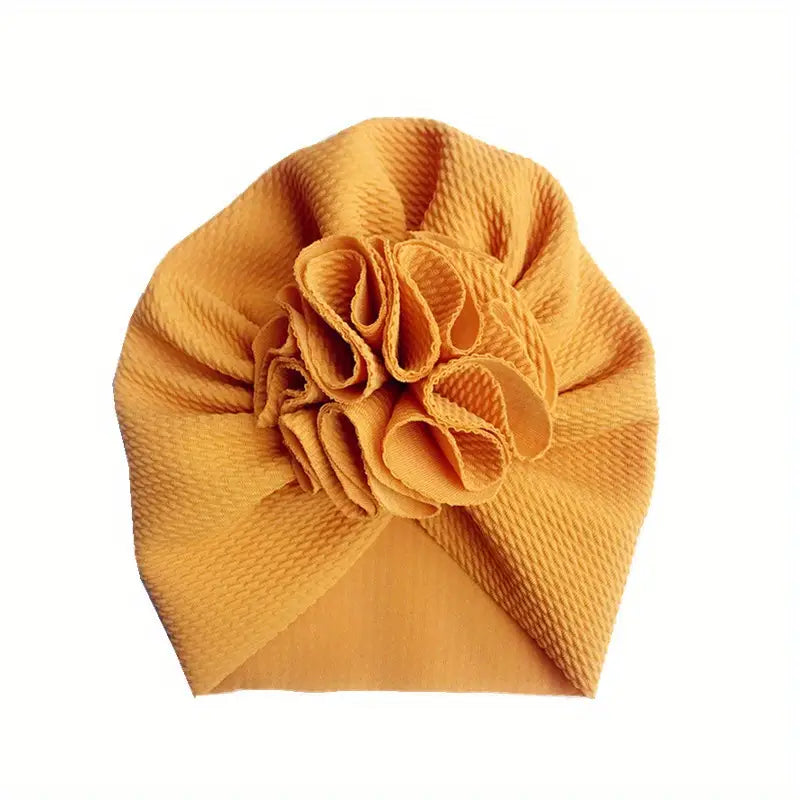 Turban Bébé avec Fleur en Tissu – Chapeaux et Casquettes Enfant Élégants | Bonnet Mode Fille Confort & Style